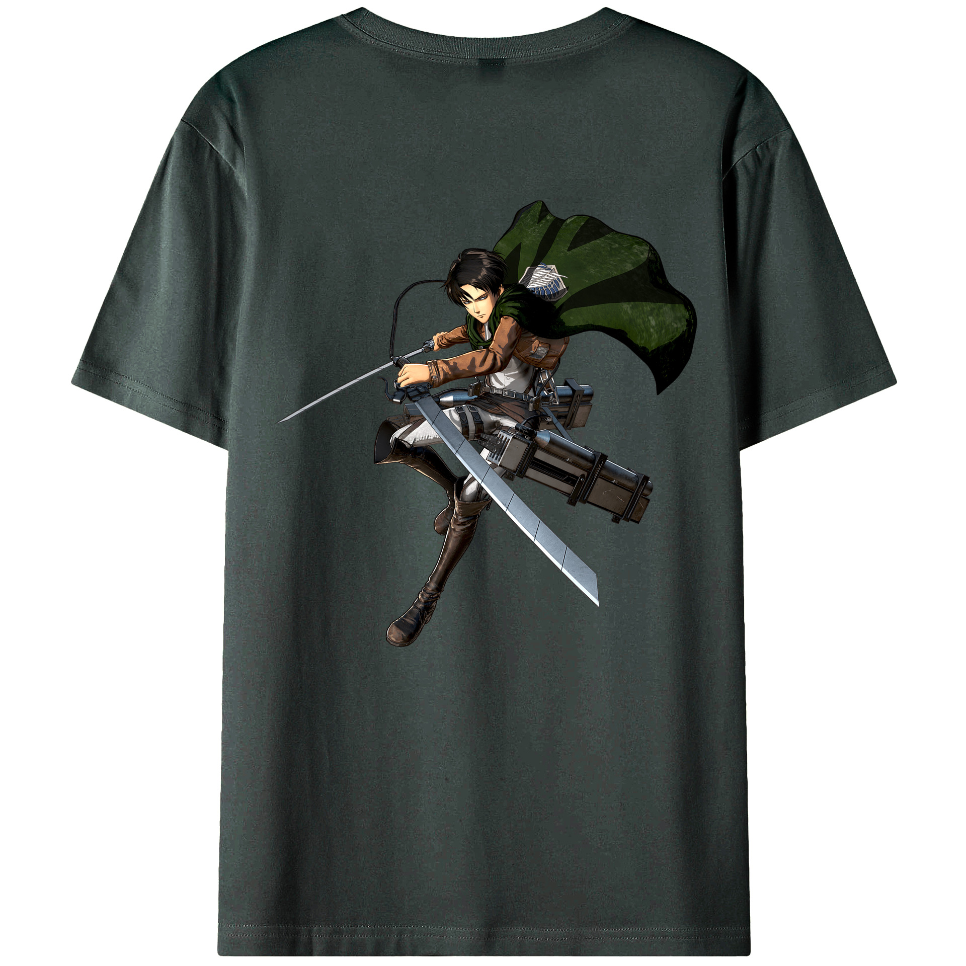 （画像用） 進撃の巨人 リヴァイ·アッカーマン Attack on Titan Levi Ackerman 綿100％ メンズ半袖Tシャツ（バックプリント） 通気性